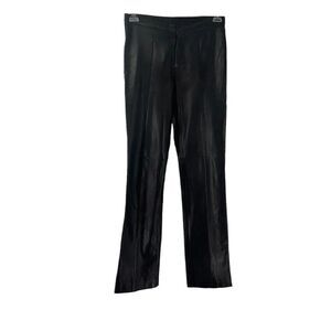 Ralph Lauren Lamb Skin Pants Leather Black Size 4 Black Label Straight Leg Chic
